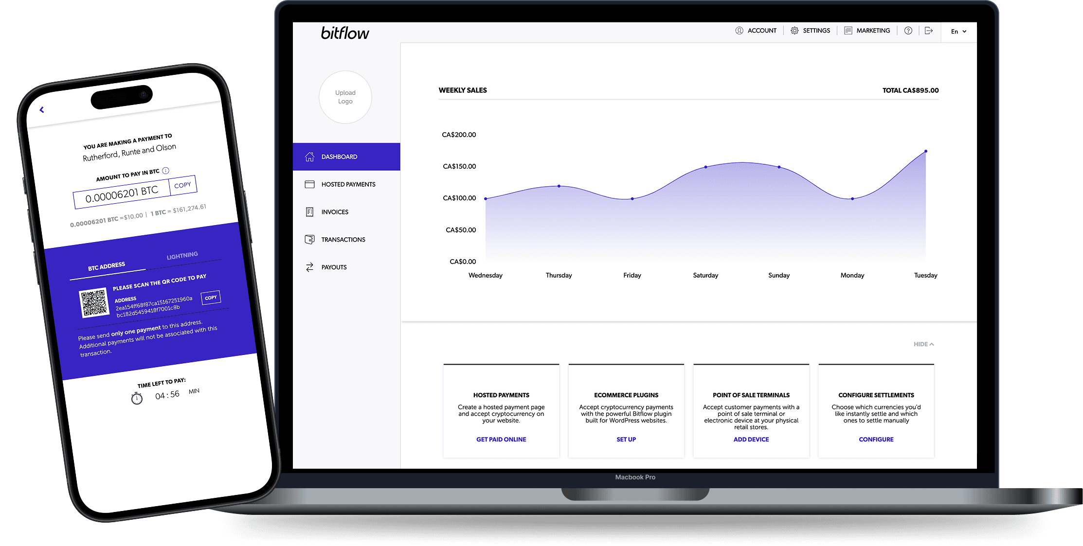 Cryptocurrency payment example on a mobile device